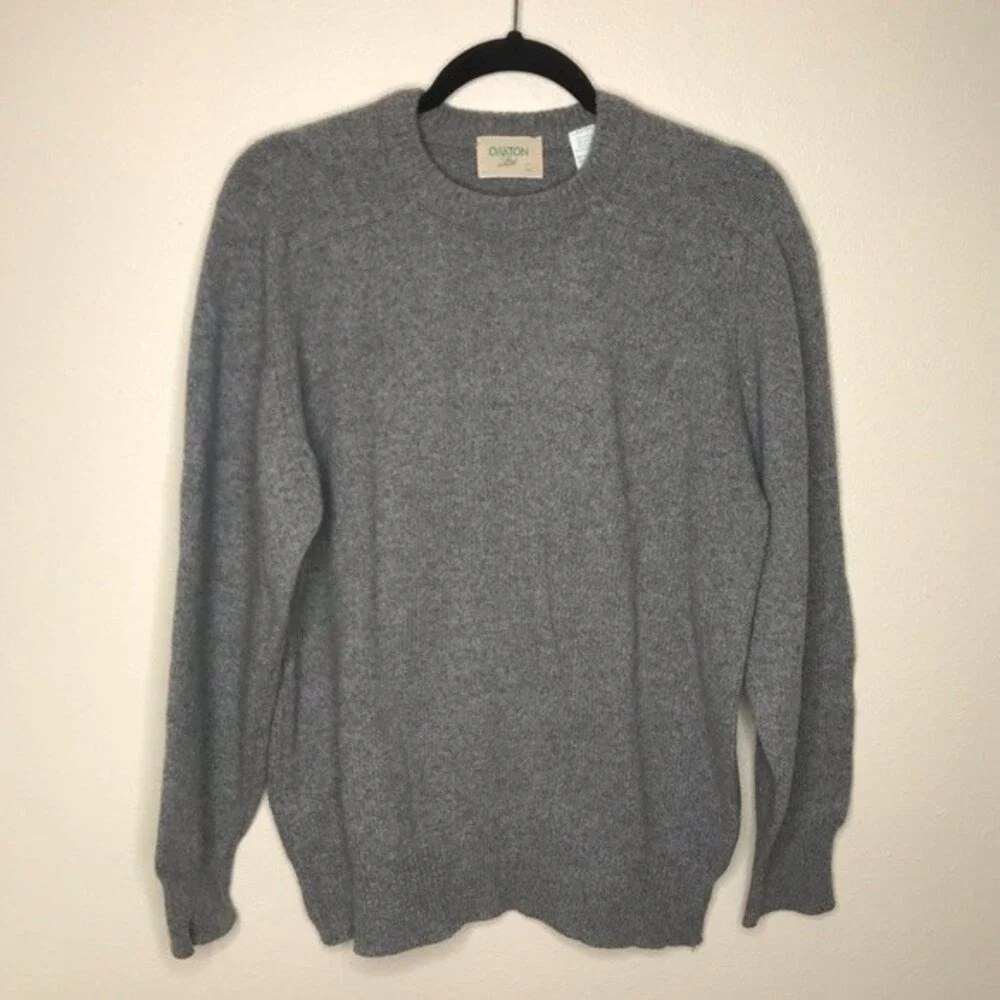 Vintage Oakton Ltd Wool Blend Gray Marled Crew Neck Long Sleeve Sweater Large